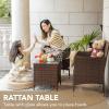 imageDevoko 3 Pieces Patio Furniture Sets Clearance PE Rattan Wicker Chairs with Table Outdoor Garden Porch Furniture Sets Light GreyBrownBeige