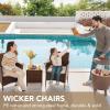 imageDevoko 3 Pieces Patio Furniture Sets Clearance PE Rattan Wicker Chairs with Table Outdoor Garden Porch Furniture Sets Light GreyBrownBeige