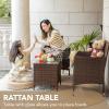 imageDevoko 3 Pieces Patio Furniture Sets Clearance PE Rattan Wicker Chairs with Table Outdoor Garden Porch Furniture Sets Light GreyBrownBlue