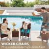 imageDevoko 3 Pieces Patio Furniture Sets Clearance PE Rattan Wicker Chairs with Table Outdoor Garden Porch Furniture Sets Light GreyBrownBlue
