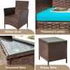 imageDevoko 3 Pieces Patio Furniture Sets Clearance PE Rattan Wicker Chairs with Table Outdoor Garden Porch Furniture Sets Light GreyBrownBlue
