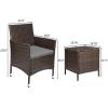 imageDevoko 3 Pieces Patio Furniture Sets Clearance PE Rattan Wicker Chairs with Table Outdoor Garden Porch Furniture Sets Light GreyBrownGrey