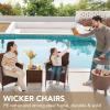 imageDevoko 3 Pieces Patio Furniture Sets Clearance PE Rattan Wicker Chairs with Table Outdoor Garden Porch Furniture Sets Light GreyBrownGrey