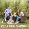 imageDevoko 3 Pieces Patio Furniture Sets Clearance PE Rattan Wicker Chairs with Table Outdoor Garden Porch Furniture Sets Light GreyBrownRed