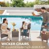 imageDevoko 3 Pieces Patio Furniture Sets Clearance PE Rattan Wicker Chairs with Table Outdoor Garden Porch Furniture Sets Light GreyLight Grey