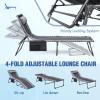 imageDevoko 4Fold Padded Portable Folding Outdoor Chaise Lounge Heavy Duty Reclining Chair with Pillow ampamp Side Pocket for Patio Beach Pool Camping Sunbathing GrayGrey