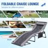 imageDevoko 4Fold Padded Portable Folding Outdoor Chaise Lounge Heavy Duty Reclining Chair with Pillow ampamp Side Pocket for Patio Beach Pool Camping Sunbathing GrayGrey