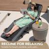 imageDevoko 4Fold Padded Portable Folding Outdoor Chaise Lounge Heavy Duty Reclining Chair with Pillow ampamp Side Pocket for Patio Beach Pool Camping Sunbathing GrayGrey