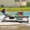 imageDevoko 4Fold Padded Portable Folding Outdoor Chaise Lounge Heavy Duty Reclining Chair with Pillow ampamp Side Pocket for Patio Beach Pool Camping Sunbathing GrayGrey