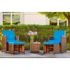 imageDevoko 9 Pieces Patio Dining Sets Outdoor Space Saving Rattan Chairs with Glass Table Patio Furniture Sets Cushioned Seating and Back Sectional Conversation Set BeigeBlue