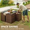 imageDevoko 9 Pieces Patio Dining Sets Outdoor Space Saving Rattan Chairs with Glass Table Patio Furniture Sets Cushioned Seating and Back Sectional Conversation Set BeigeBrownBeige