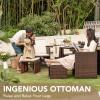 imageDevoko 9 Pieces Patio Dining Sets Outdoor Space Saving Rattan Chairs with Glass Table Patio Furniture Sets Cushioned Seating and Back Sectional Conversation Set BeigeBrownBeige