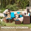 imageDevoko 9 Pieces Patio Dining Sets Outdoor Space Saving Rattan Chairs with Glass Table Patio Furniture Sets Cushioned Seating and Back Sectional Conversation Set BeigeBrownBlue