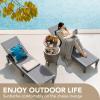 imageDevoko Outdoor Chaise Lounge Chair Set of 2 for Outside Pool Patio Adjustable Waterproof Easy Assembly Chaise Lounge Outdoor Black Set of 2Light Grey
