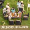 imageDevoko Outdoor Patio Dining Sets 9 Pieces Wicker Outdoor Dining Table and Chairs Set with Acacia Wood Table Top and Widened Armrests for Backyard Garden Deck BlackBlack