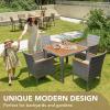 imageDevoko Outdoor Patio Dining Sets 9 Pieces Wicker Outdoor Dining Table and Chairs Set with Acacia Wood Table Top and Widened Armrests for Backyard Garden Deck BlackGrey