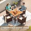 imageDevoko Outdoor Patio Dining Sets 9 Pieces Wicker Outdoor Dining Table and Chairs Set with Acacia Wood Table Top and Widened Armrests for Backyard Garden Deck BlackBrown