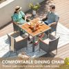 imageDevoko Outdoor Patio Dining Sets 9 Pieces Wicker Outdoor Dining Table and Chairs Set with Acacia Wood Table Top and Widened Armrests for Backyard Garden Deck BlackGrey