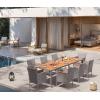 imageDevoko Outdoor Patio Dining Sets 9 Pieces Wicker Outdoor Dining Table and Chairs Set with Acacia Wood Table Top and Widened Armrests for Backyard Garden Deck BlackGrey