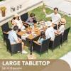 imageDevoko Outdoor Patio Dining Sets 9 Pieces Wicker Outdoor Dining Table and Chairs Set with Acacia Wood Table Top and Widened Armrests for Backyard Garden Deck BlackBlack