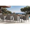 imageDevoko Outdoor Patio Dining Sets 9 Pieces Wicker Outdoor Dining Table and Chairs Set with Acacia Wood Table Top and Widened Armrests for Backyard Garden Deck BlackGrey
