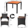 imageDevoko Outdoor Patio Dining Sets 9 Pieces Wicker Outdoor Dining Table and Chairs Set with Acacia Wood Table Top and Widened Armrests for Backyard Garden Deck BlackBeige