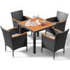 imageDevoko Outdoor Patio Dining Sets 9 Pieces Wicker Outdoor Dining Table and Chairs Set with Acacia Wood Table Top and Widened Armrests for Backyard Garden Deck BlackBeige