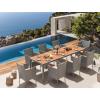 imageDevoko Outdoor Patio Dining Sets 9 Pieces Wicker Outdoor Dining Table and Chairs Set with Acacia Wood Table Top and Widened Armrests for Backyard Garden Deck BlackGrey