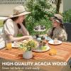 imageDevoko Outdoor Patio Dining Sets 9 Pieces Wicker Outdoor Dining Table and Chairs Set with Acacia Wood Table Top and Widened Armrests for Backyard Garden Deck BlackBeige