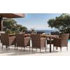 imageDevoko Outdoor Patio Dining Sets 9 Pieces Wicker Outdoor Dining Table and Chairs Set with Acacia Wood Table Top and Widened Armrests for Backyard Garden Deck BlackBrown