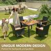 imageDevoko Outdoor Patio Dining Sets 9 Pieces Wicker Outdoor Dining Table and Chairs Set with Acacia Wood Table Top and Widened Armrests for Backyard Garden Deck BlackBeige