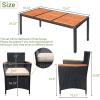 imageDevoko Outdoor Patio Dining Sets 9 Pieces Wicker Outdoor Dining Table and Chairs Set with Acacia Wood Table Top and Widened Armrests for Backyard Garden Deck BlackBlack