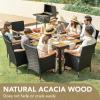 imageDevoko Outdoor Patio Dining Sets 9 Pieces Wicker Outdoor Dining Table and Chairs Set with Acacia Wood Table Top and Widened Armrests for Backyard Garden Deck BlackBlack