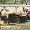 imageDevoko Outdoor Patio Dining Sets 9 Pieces Wicker Outdoor Dining Table and Chairs Set with Acacia Wood Table Top and Widened Armrests for Backyard Garden Deck BlackBlack