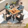 imageDevoko Outdoor Patio Dining Sets 9 Pieces Wicker Outdoor Dining Table and Chairs Set with Acacia Wood Table Top and Widened Armrests for Backyard Garden Deck BlackBeige