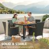 imageDevoko Outdoor Patio Dining Sets 9 Pieces Wicker Outdoor Dining Table and Chairs Set with Acacia Wood Table Top and Widened Armrests for Backyard Garden Deck BlackBeige