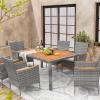 imageDevoko Outdoor Patio Dining Sets 9 Pieces Wicker Outdoor Dining Table and Chairs Set with Acacia Wood Table Top and Widened Armrests for Backyard Garden Deck BlackGrey