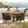 imageDevoko Outdoor Patio Dining Sets 9 Pieces Wicker Outdoor Dining Table and Chairs Set with Acacia Wood Table Top and Widened Armrests for Backyard Garden Deck BlackBrown