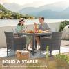 imageDevoko Outdoor Patio Dining Sets 9 Pieces Wicker Outdoor Dining Table and Chairs Set with Acacia Wood Table Top and Widened Armrests for Backyard Garden Deck BlackGrey