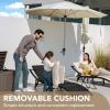 imageDevoko Patio Chaise Lounge Sets Outdoor Rattan Adjustable Back 3 Pieces Cushioned Patio Folding Chaise Lounge with Folding Table BeigeBeige