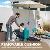 imageDevoko Patio Chaise Lounge Sets Outdoor Rattan Adjustable Back 3 Pieces Cushioned Patio Folding Chaise Lounge with Folding Table BeigeBlue