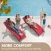 imageDevoko Patio Chaise Lounge Sets Outdoor Rattan Adjustable Back 3 Pieces Cushioned Patio Folding Chaise Lounge with Folding Table BeigeRed
