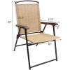 imageDevoko Patio Folding Chair Deck Sling Chair Camping Garden Pool Beach Using Chairs Space Saving Set of 2 Beige