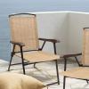 imageDevoko Patio Folding Chair Deck Sling Chair Camping Garden Pool Beach Using Chairs Space Saving Set of 2 Beige