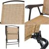 imageDevoko Patio Folding Chair Deck Sling Chair Camping Garden Pool Beach Using Chairs Space Saving Set of 2 Beige