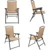 imageDevoko Patio Folding Chair Deck Sling Chair Camping Garden Pool Beach Using Chairs Space Saving Set of 2 Beige