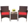 imageDevoko 3 Pieces Patio Furniture Sets Clearance PE Rattan Wicker Chairs with Table Outdoor Garden Porch Furniture Sets Light GreyBrownRed