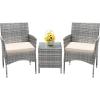 imageDevoko 3 Pieces Patio Furniture Sets Clearance PE Rattan Wicker Chairs with Table Outdoor Garden Porch Furniture Sets Light GreyLight Grey