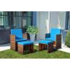imageDevoko 9 Pieces Patio Dining Sets Outdoor Space Saving Rattan Chairs with Glass Table Patio Furniture Sets Cushioned Seating and Back Sectional Conversation Set BeigeBlue