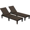 imageDevoko Outdoor Chaise Lounge Chair Set of 2 for Outside Pool Patio Adjustable Waterproof Easy Assembly Chaise Lounge Outdoor Black Set of 2Deep Brown